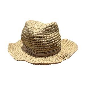 Nordstrom Woven Packable Hat with Beige Light Combo Ribbon Adjustable NWT